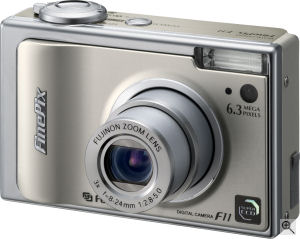 Fujifilm's FinePix F11 Zoom digital camera. Courtesy of Fujifilm, with modifications by Michael R. Tomkins. Click for a bigger picture!
