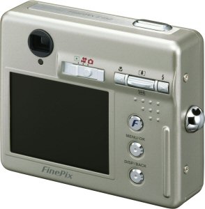 Fujifilm's FinePix F450 digital camera. Courtesy of Fujifilm, with modifications by Michael R. Tomkins. Click for a bigger picture!