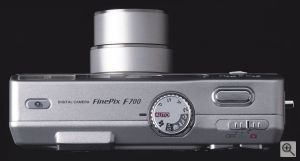Fuji's FinePix F700 digital camera. Courtesy of Fuji, with modifications by Michael R. Tomkins. Click for a bigger picture!