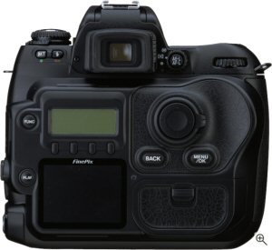 Fujifilm's FinePix S3 Pro digital SLR. Courtesy of Fujifilm, with modifications by Michael R. Tomkins. Click for a bigger picture!