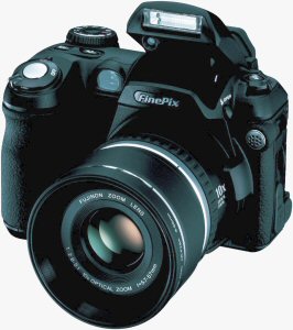 Fujifilm's FinePix S5100 digital camera. Courtesy of Fujifilm, with modifications by Michael R. Tomkins. Click for a bigger picture!