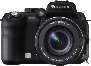 Fujifilm's FinePix S9000 digital camera. Courtesy of Fujifilm, with modifications by Michael R. Tomkins. Click for a bigger picture!