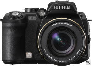 Fujifilm's FinePix S9100 digital camera. Courtesy of Fujifilm, with modifications by Michael R. Tomkins. Click for a bigger picture!