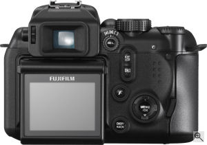 Fujifilm's FinePix S9100 digital camera. Courtesy of Fujifilm, with modifications by Michael R. Tomkins. Click for a bigger picture!