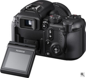 Fujifilm's FinePix S9100 digital camera. Courtesy of Fujifilm, with modifications by Michael R. Tomkins. Click for a bigger picture!