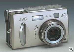 JVC's GC-QX3HD digital camera, front right quarter view. Courtesy of JVC - click for a bigger picture!