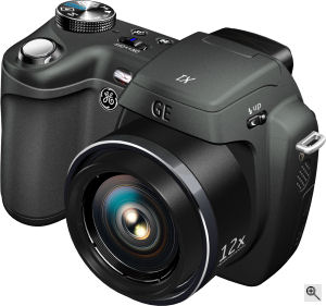 General Imaging's General Electric X1 digital camera. Courtesy of General Imaging, with modifications by Michael R. Tomkins. Click for a bigger picture!