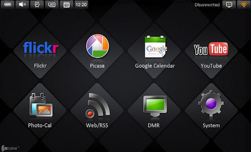 User interface of the GiiNii GW-ADWM Magic frame. Screenshot provided by GiiNii International. Click for a bigger picture!