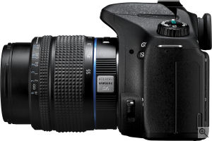Samsung's GX-1S digital SLR. Courtesy of Samsung, with modifications by Michael R. Tomkins. Click for a bigger picture!