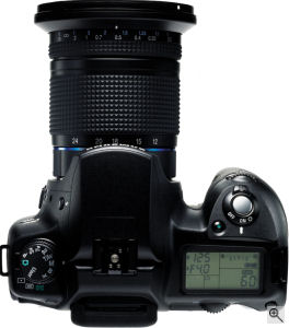 Samsung's GX-10 single-lens reflex digital camera. Courtesy of Samsung, with modifications by Michael R. Tomkins. Click for a bigger picture!