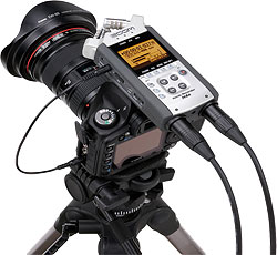 Zoom's H4N Handy Recorder in use. Photo provided by Samson Technologies Corp. Click for a bigger picture!