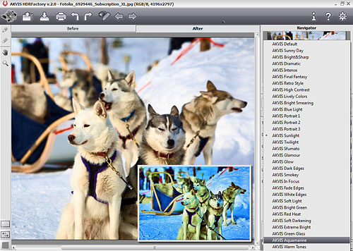 Akvis HDRFactory v2.0 ships with a wide range of preset effect types. Screenshot provided by Akvis Lab LLC. Click for a bigger picture!