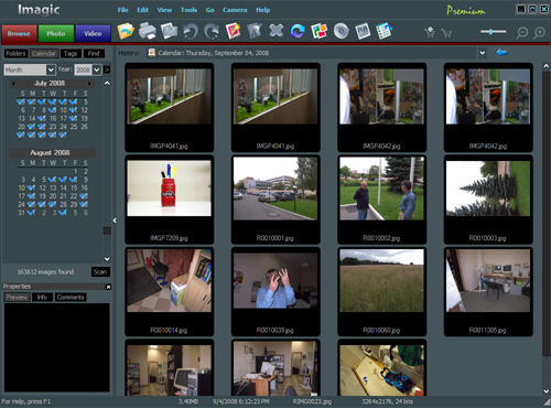 STOIK Imaging's Imagic Premium in the Browse tab, using Calendar display. Screenshot provided by STOIK Imaging.