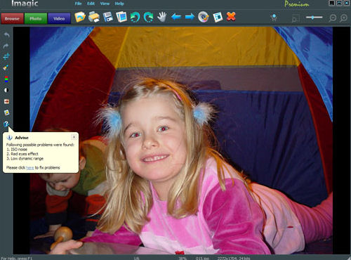 Imagic Premium, showing automatic Advise function. Screenshot provided by STOIK Imaging.