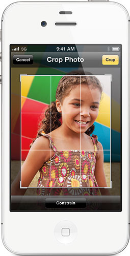 Cropping a photo with the Apple iPhone 4S. Image provided by Apple Inc. Click for a bigger picture!