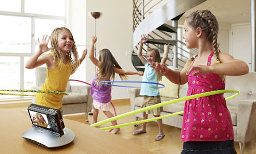 Sony's WX1 digital camera and Party-shot dock let you rest your shutter finger. Photo provided by Sony Electronics Inc.