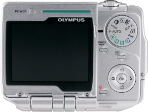Olympus' i:robe IR-500 digital camera. Courtesy of Olympus, with modifications by Michael R. Tomkins. Click for a bigger picture!