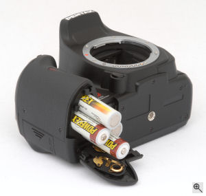 Pentax's K100D digital SLR. Copyright &copy; 2006, The Imaging Resource. All rights reserved. Click for a bigger picture!