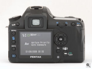 Pentax's K100D digital SLR. Copyright &copy; 2006, The Imaging Resource. All rights reserved. Click for a bigger picture!
