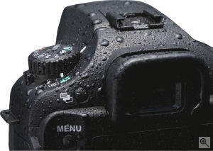 Pentax's K10D single-lens reflex digital camera. Courtesy of Pentax, with modifications by Michael R. Tomkins. Click for a bigger picture!
