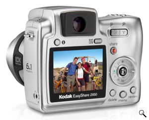 Kodak's EasyShare Z650 digital camera. Courtesy of Kodak, with modifications by Michael R. Tomkins. Click for a bigger picture!