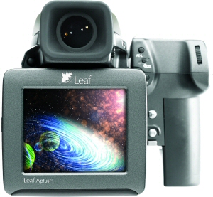 Creo's Leaf Aptus digital camera back. Courtesy of Creo, with modifications by Michael R. Tomkins. Click for a bigger picture!