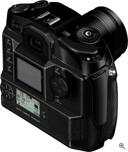 Leica's DIGITAL-MODUL-R on the R9 35mm film camera. Courtesy of Leica, with modifications by Michael R. Tomkins. Click for a bigger picture!