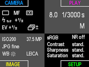 A menu screen from Leica's S2 digital SLR. Courtesy of Leica, with modifications by Michael R. Tomkins.