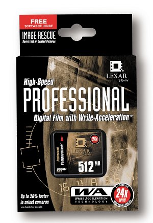 Lexar's 512MB CompactFlash packaging with ImageRescue on-card