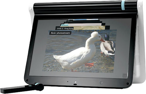 litl's webbook in easel-mode, showing photo galleries. Photo provided by litl LLC.