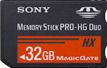 Sony's 32GB Memory Stick PRO HG Duo card. Photo provided by Sony Europe.