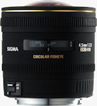 Sigma's 4.5mm F2.8 EX DC Circular Fisheye lens. Courtesy of Sigma, with modifications by Michael R. Tomkins.