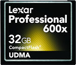 Lexar's 32GB Professional 600x UDMA CompactFlash card. Photo provided by Micron Technology Inc.