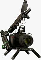 The Camtrol Prime system, shown with Nikon D5000 digital SLR and unidentified lens mounted. Photo provided by Camtrol LLC.