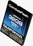 A 32GB CombatFlash ruggedized CompactFlash card.