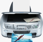 Epson's Stylus CX6600 All-in-One. Courtesy of Epson, with modifications by Michael R. Tomkins.