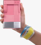 Dell's Wasabi inkless printer in black, blue and pink variants. Photo provided by Dell Inc.