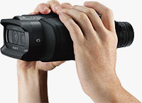 Sony's DEV-3 / DEV-5 binoculars, shown in-hand. Photo provided by Sony Electronics Inc.