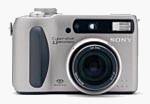 Sony's DSC-S75 digital camera, front view. Copyright (c) 2001, The Imaging Resource, all rights reserved.