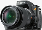 Sony's Alpha DSLR-A200. Courtesy of Sony, with modifications by Michael R. Tomkins.