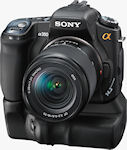 Sony's Alpha DSLR-A350 digital SLR. Courtesy of Sony, with modifications by Michael R. Tomkins.