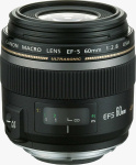 Canon's EF-S 60mm f/2.8 Macro USM lens. Courtesy of Canon, with modifications by Michael R. Tomkins.