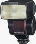 Olympus' FL-36 flash. Courtesy of Olympus, with modifications by Michael R. Tomkins.