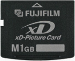Fujifilm's 1GB xD-Picture card. Courtesy of Fujifilm, with modifications by Michael R. Tomkins.