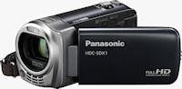 Front quarter view of Panasonic's HDC-SDX1 camcorder. Photo provided by Panasonic Consumer Electronics Co.