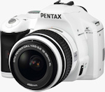 Pentax's limited edition white K2000 digital SLR. Photo provided by Pentax Imaging Co.