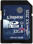 Kingston SDHC UHS-I UltimateXX card. Image courtesy of Kingston Technology Corporation.