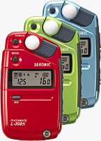 Sekonic's L-308S Flashmate digital light meter is now available in three limited-edition metallic colors. Photo provided by MAC Group.