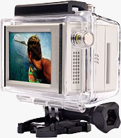 The GoPro LCD BacPac, HD HERO camera, and waterproof housing. Photo provided by Woodman Labs Inc.