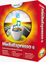 MediaEspresso 6's product packaging. Rendering provided by CyberLink Corp.